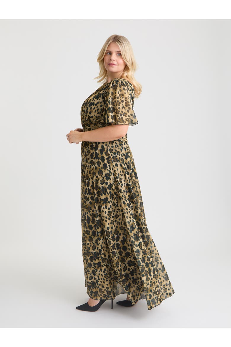 Isabelle Short  Sleeve Maxi Dress, Alternate, color, Leopard Print