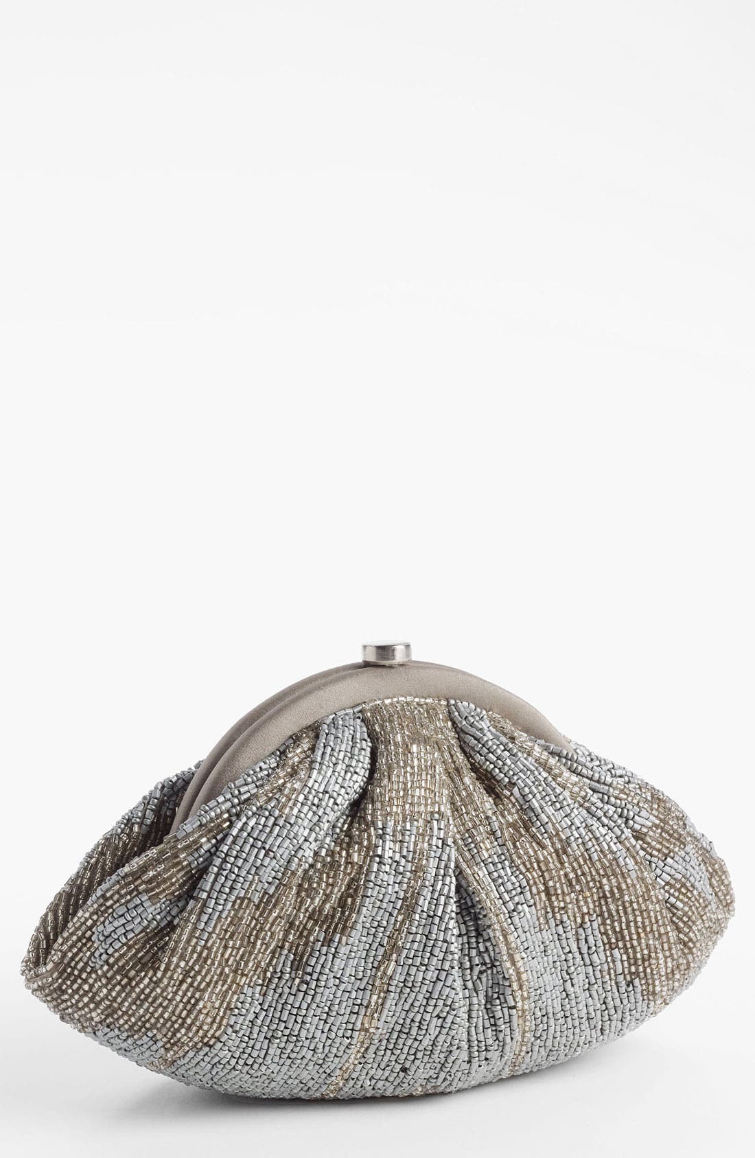 Beaded Pouch, Main, color, SILVER/ PEWTER