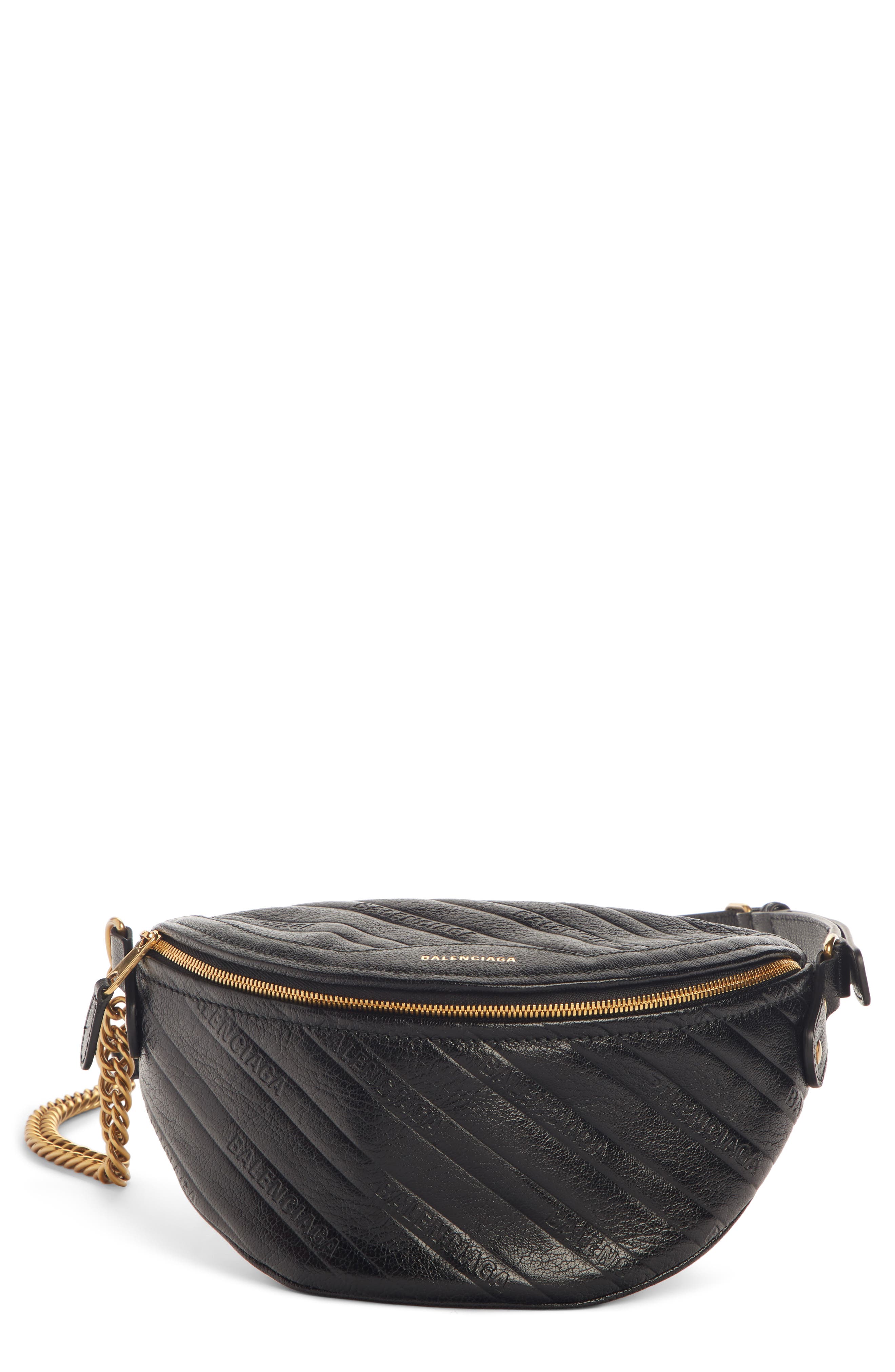 Balenciaga Extra Small Souvenir Logo Leather Belt Bag, Main, color, 