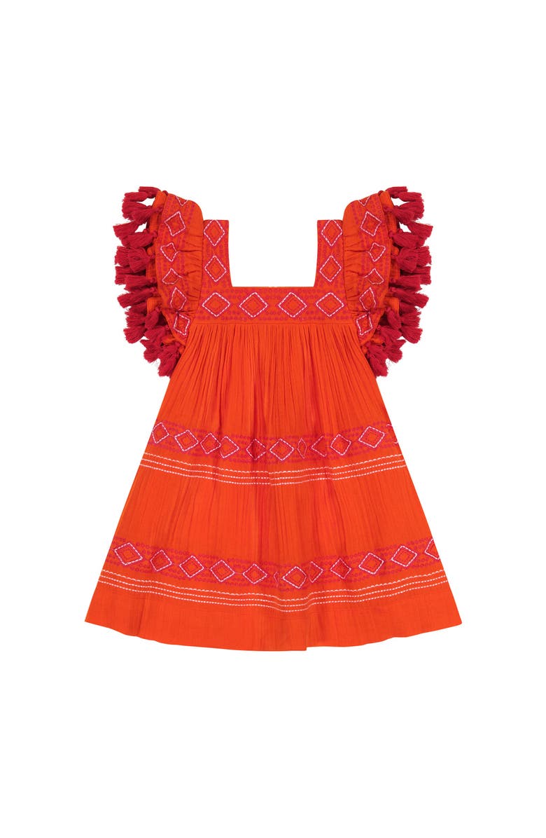 Mer St. Barth Serena Tassel Dress, Main, color, Poppy Embroidery