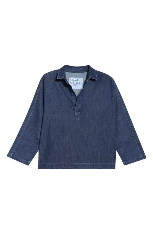 Frank & Eileen Denim Popover Top In Blue