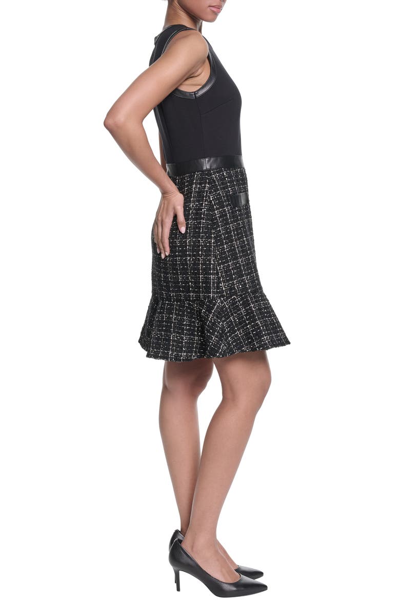 Sleeveless Tweed Minidress, Alternate, color, BLACK GOLD MULTI