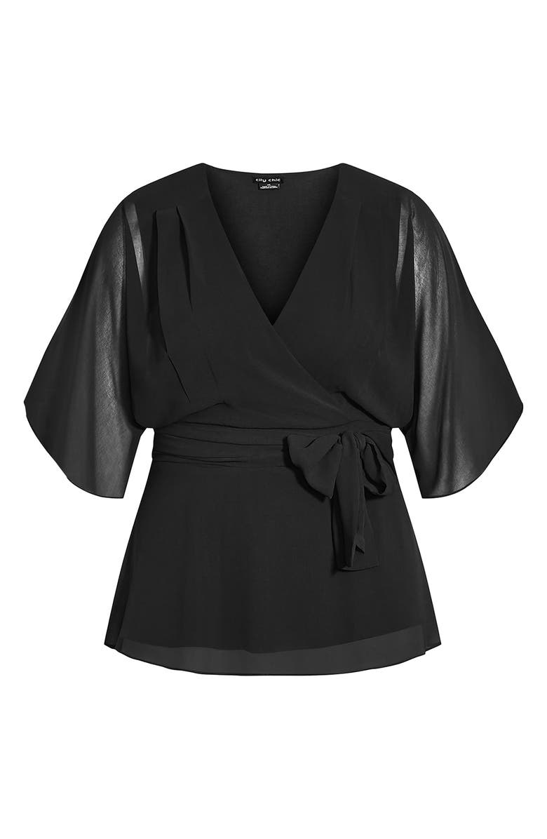 City Chic Elegant Georgette Faux Wrap Top, Alternate, color,