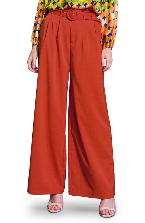 Belted Wide Leg Pants