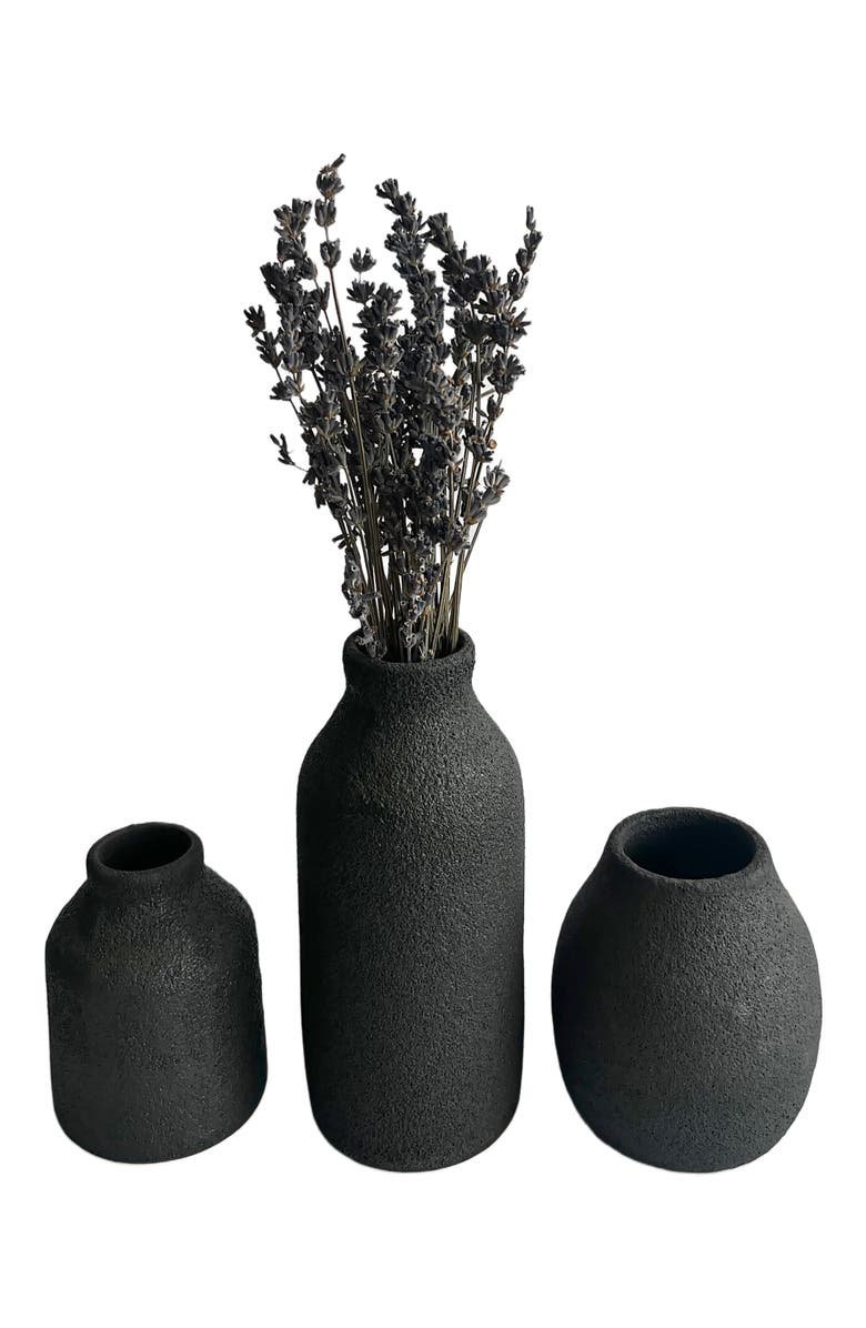 Gina DeSantis Ceramics Small Bottle Crater Vase, Alternate, color, Black