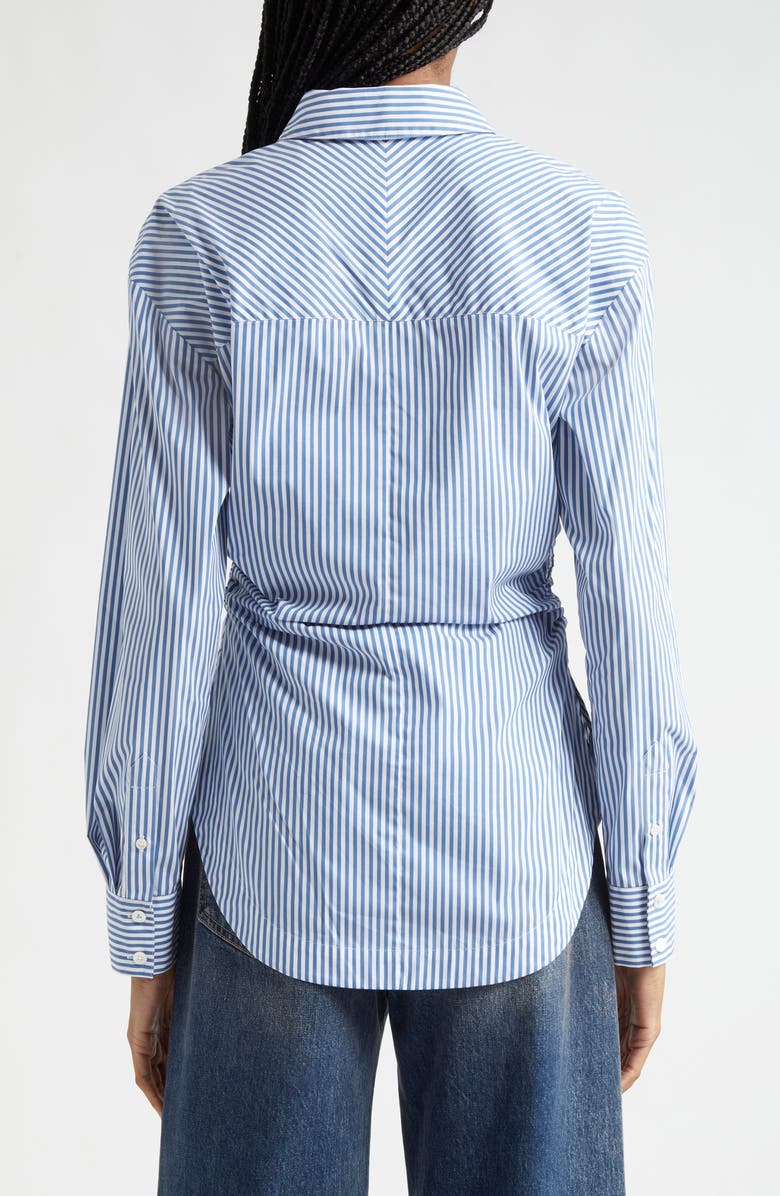 Veronica Beard Bosco Stripe Ruched Button-Up Shirt, Alternate, color, 