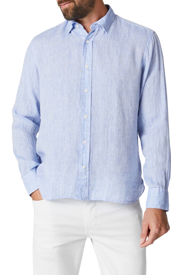 Solid Linen Chambray Button-Up Shirt, Main, color, HAWAIIAN OCEAN