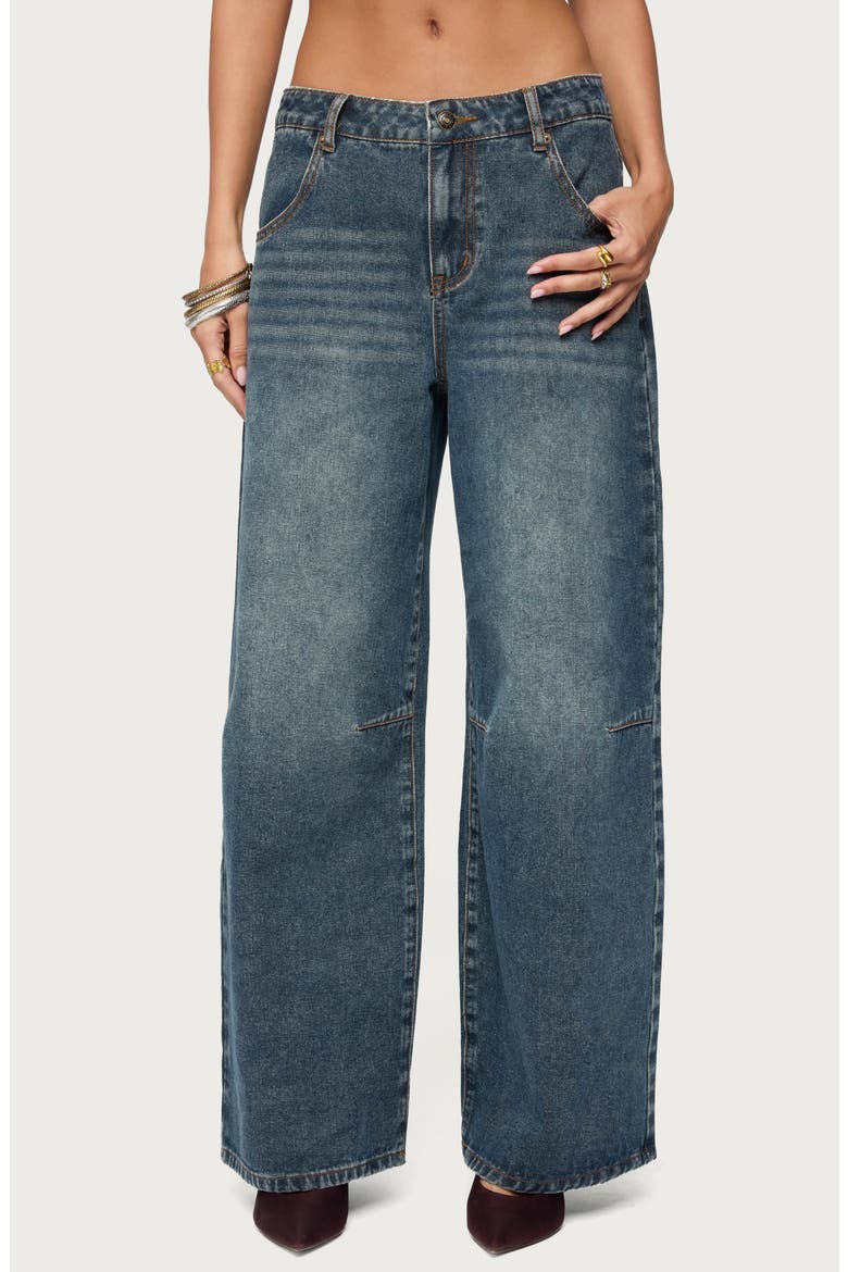 Santi Low Rise Wide Leg Jeans, Main, color, DARK-BLUE