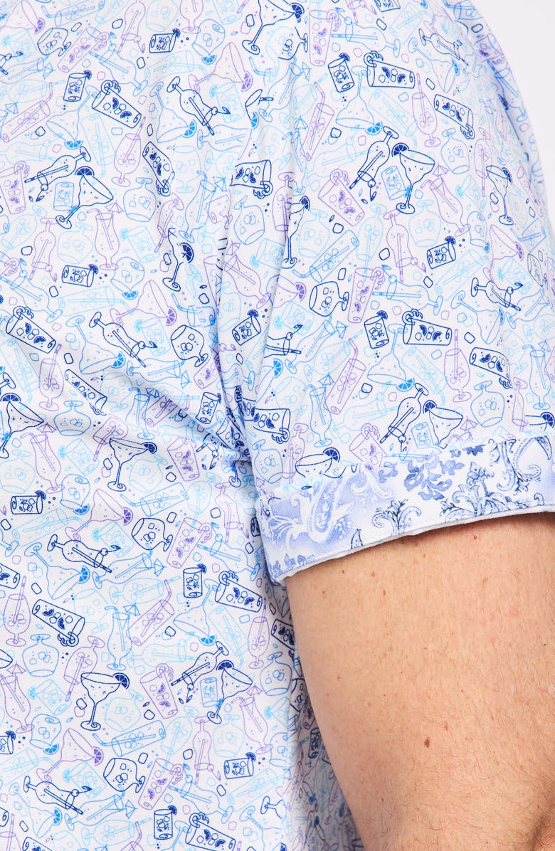 Robert Graham Short Sleeve Stretch Cotton Button-Up Shirt, Alternate, color, Blue