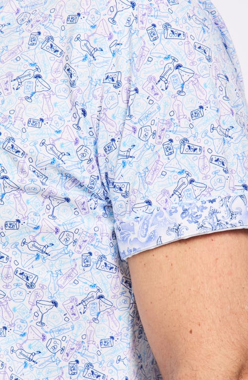 Robert Graham Short Sleeve Stretch Cotton Button-up Shirt In Blue