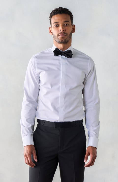 Slim Cotton Fly-Front Dress Shirt
