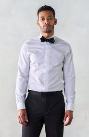 THE BLACK TUX Slim Cotton Fly-Front Dress Shirt