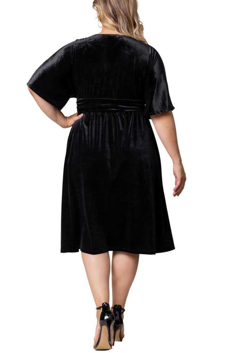 Kiyonna Angelic Velvet Cocktail Dress, Alternate, color, Onyx