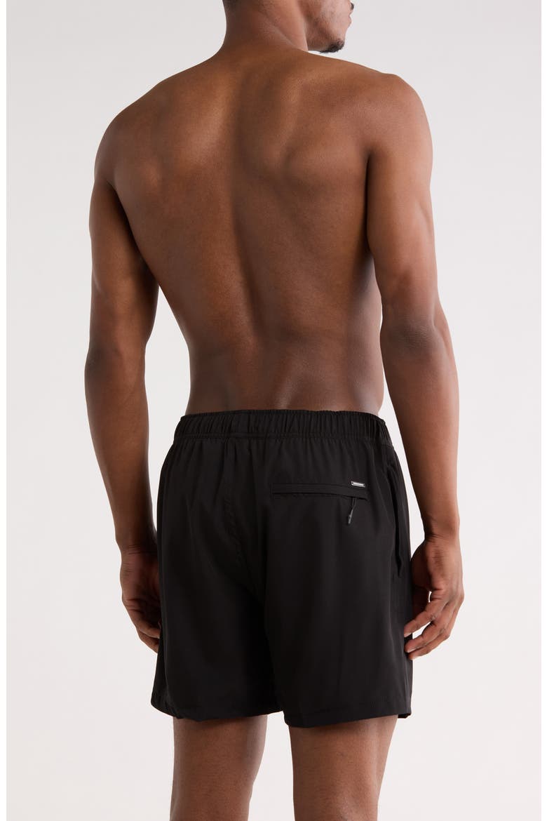 Performance Lined Volley Swim Shorts, Alternate, color, BLACK