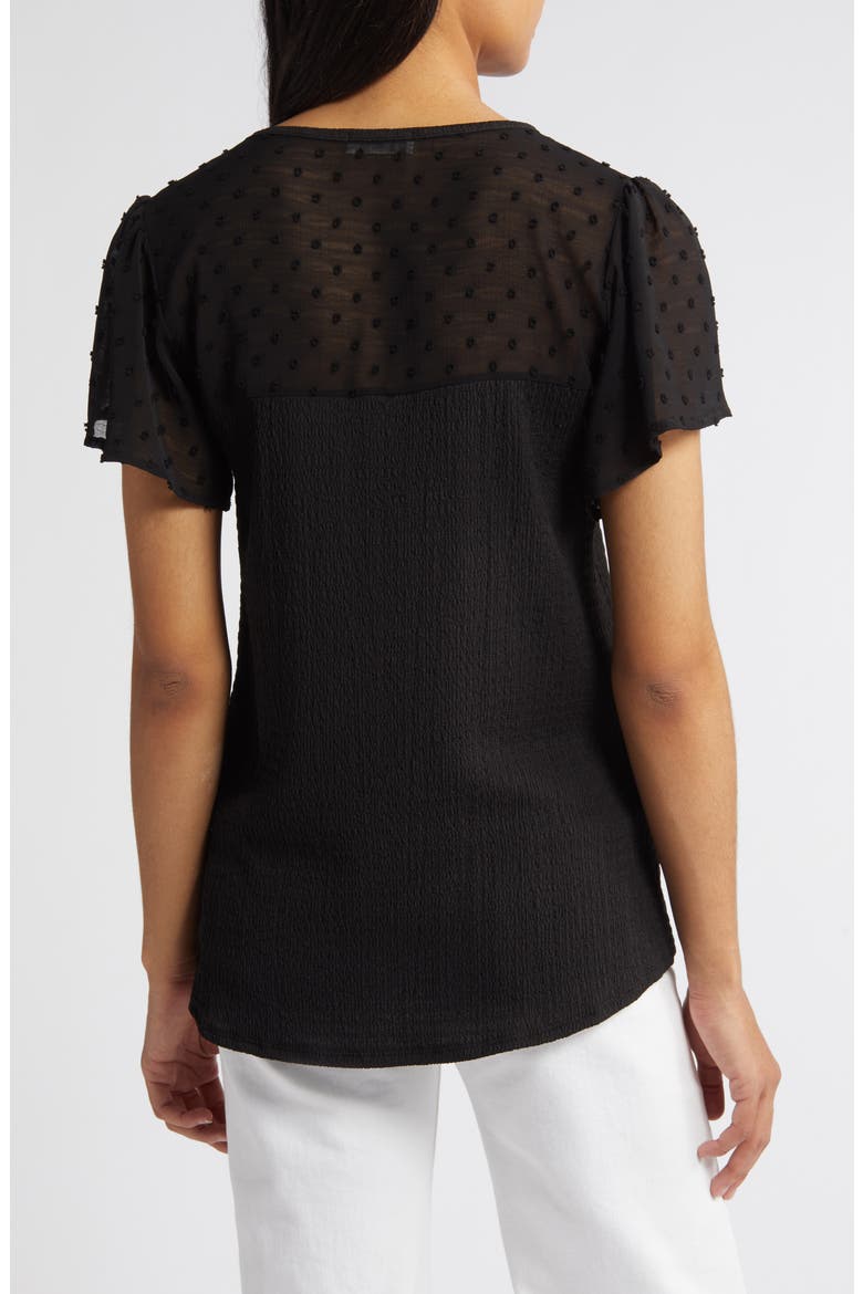 Clip Dot Smocked Top, Alternate, color, BLACK