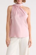Renee C Scarf Detail One-Shoulder Satin Top