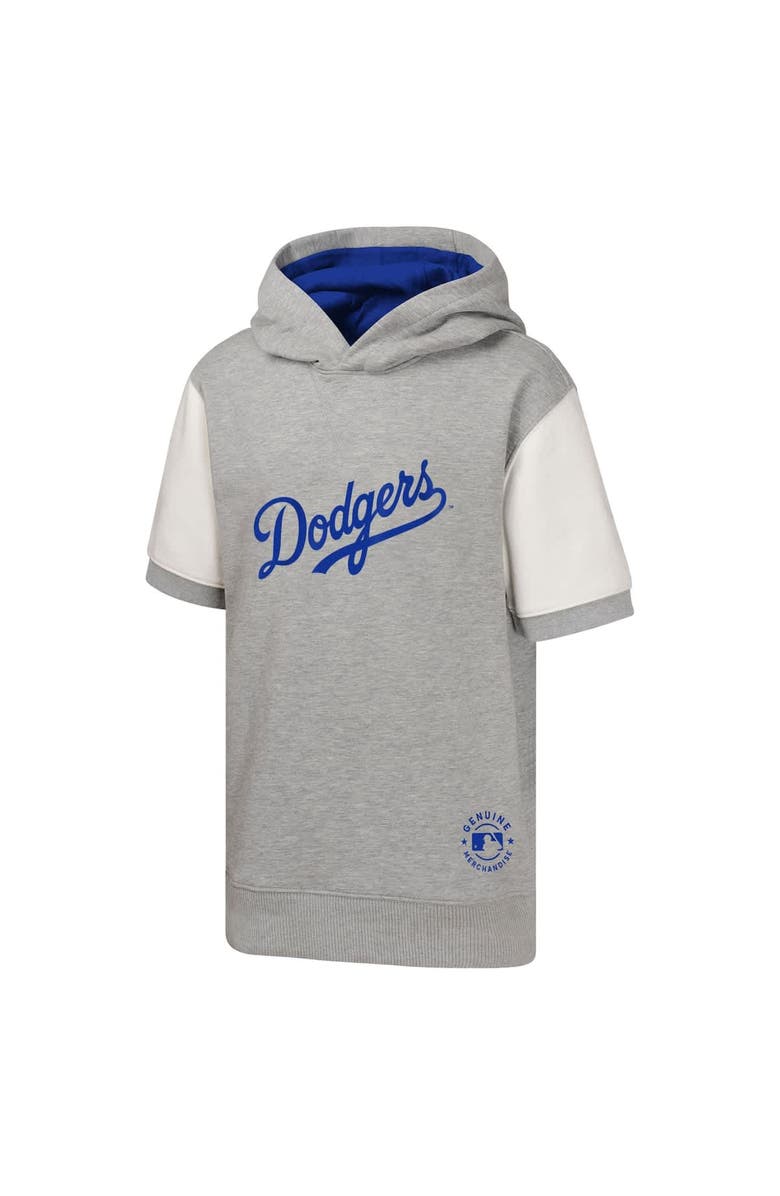Outerstuff Youth  Heather Gray Los Angeles Dodgers Line Up Short Sleeve Pullover Hoodie, Alternate, color, 