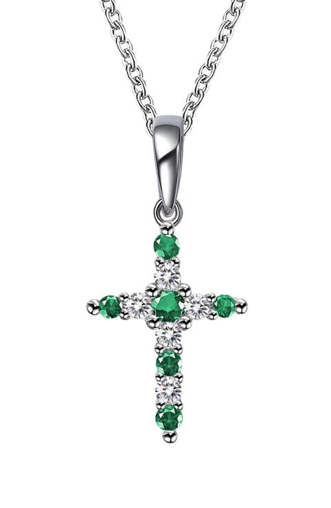 Birthstone Cross Pendant Necklace