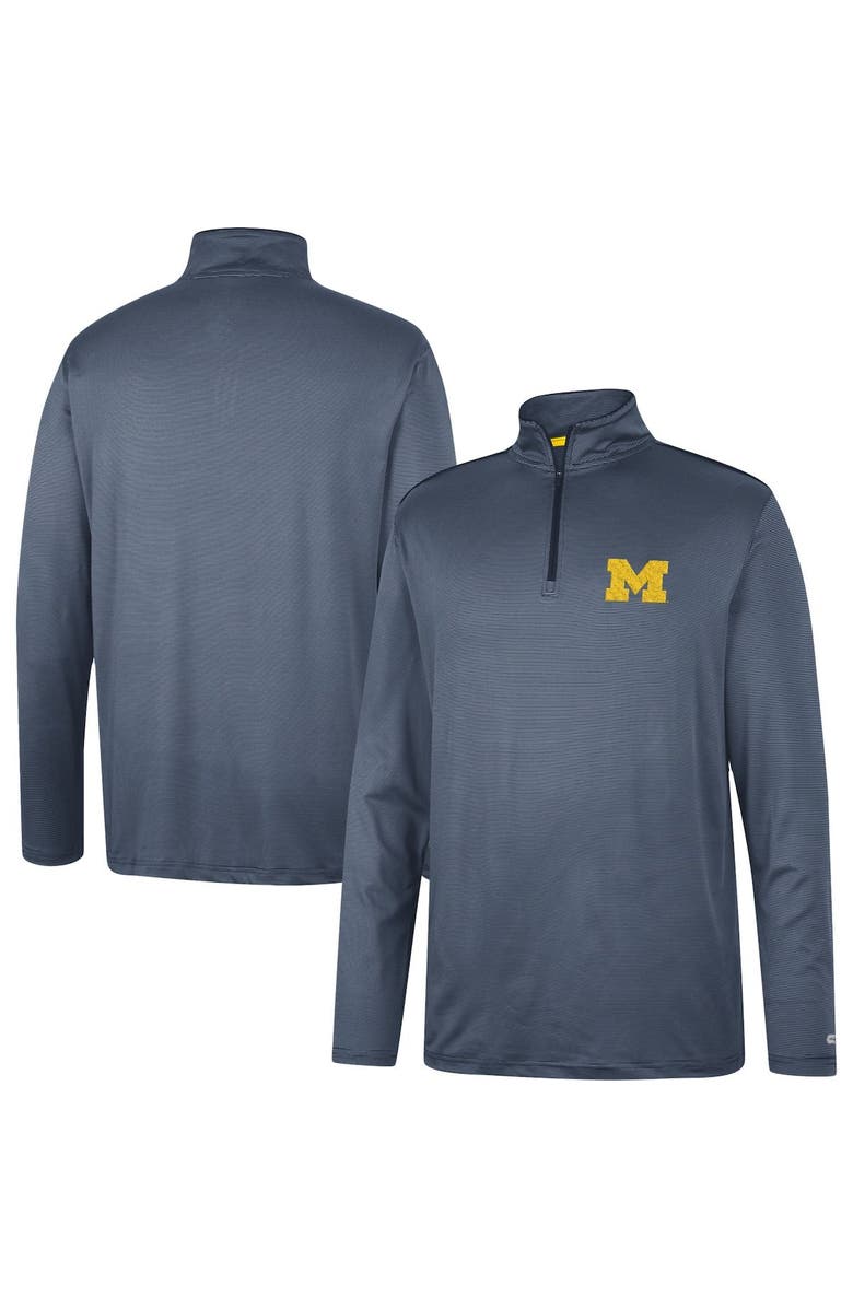 COLOSSEUM Men's Colosseum Navy Michigan Wolverines Logo Quarter-Zip Windshirt, Main, color, 