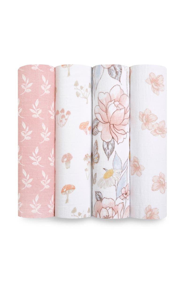 aden + anais Boutique 4-Pack 100% Organic Cotton Muslin Swaddles, Main, color, Earthly