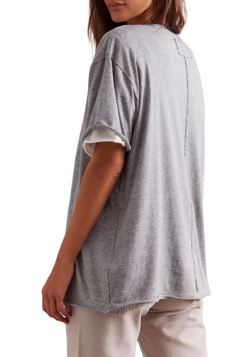We The Free Nina Crewneck Cotton T-Shirt, Alternate, color, HEATHER GREY