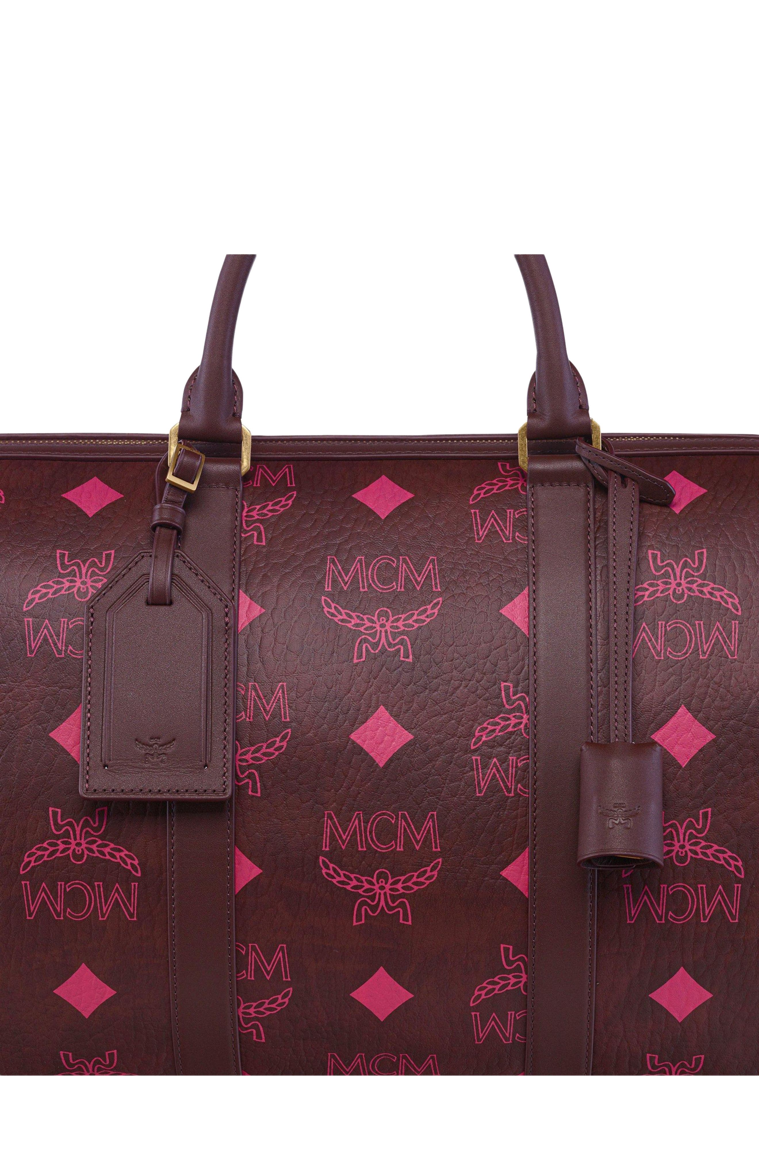 MCM Small Ottomar Weekender Bag in Maxi Visetos, Alternate, color, Cinnamon