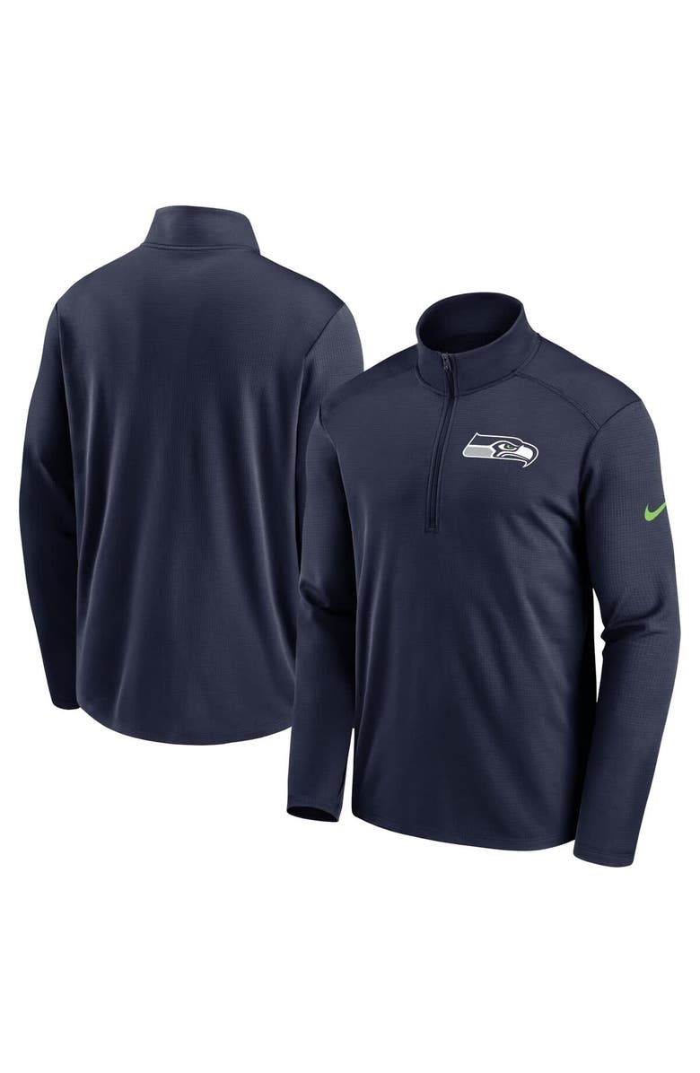 Nike Men's Nike Navy Seattle Seahawks Logo Pacer Performance Half-Zip Jacket, Main, color, Navy