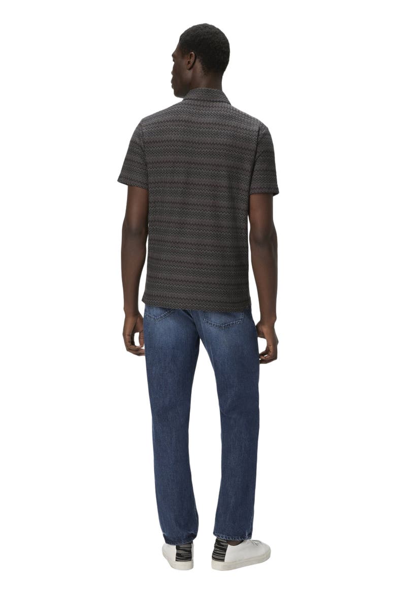 Short Sleeve Cotton Polo With Zigzag Pattern, Alternate, color, Grey