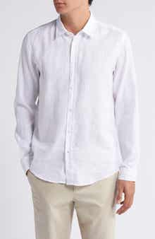BOSS Roan Slim Fit Stretch Linen Blend Button-Up Shirt