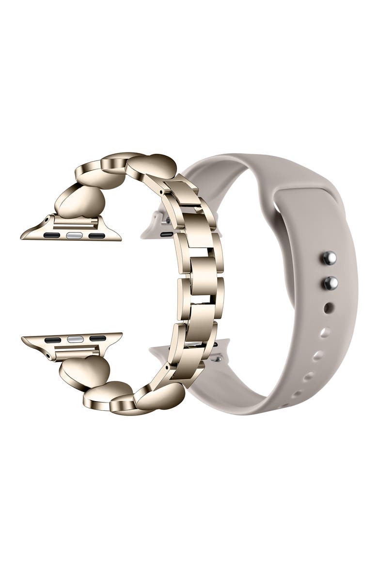 2-Pack Assorted Aphrodite Silicone Apple Watch® Watchbands, Alternate, color, PLATINUM