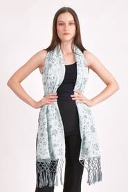 RAAS Embroidered Mul Cotton Scarf Wrap