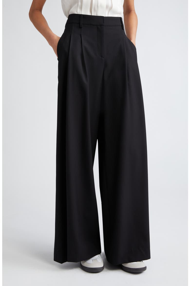 New Didi Wool Stretch Twill Wide Leg Pants, Main, color, BLACK