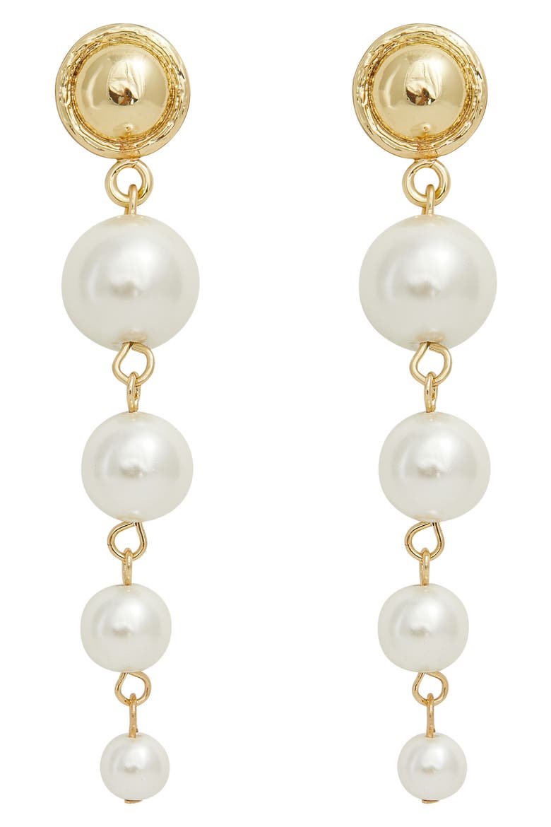 Bridget Freshwater Pearl Linear Drop Earrings, Main, color, GOLD