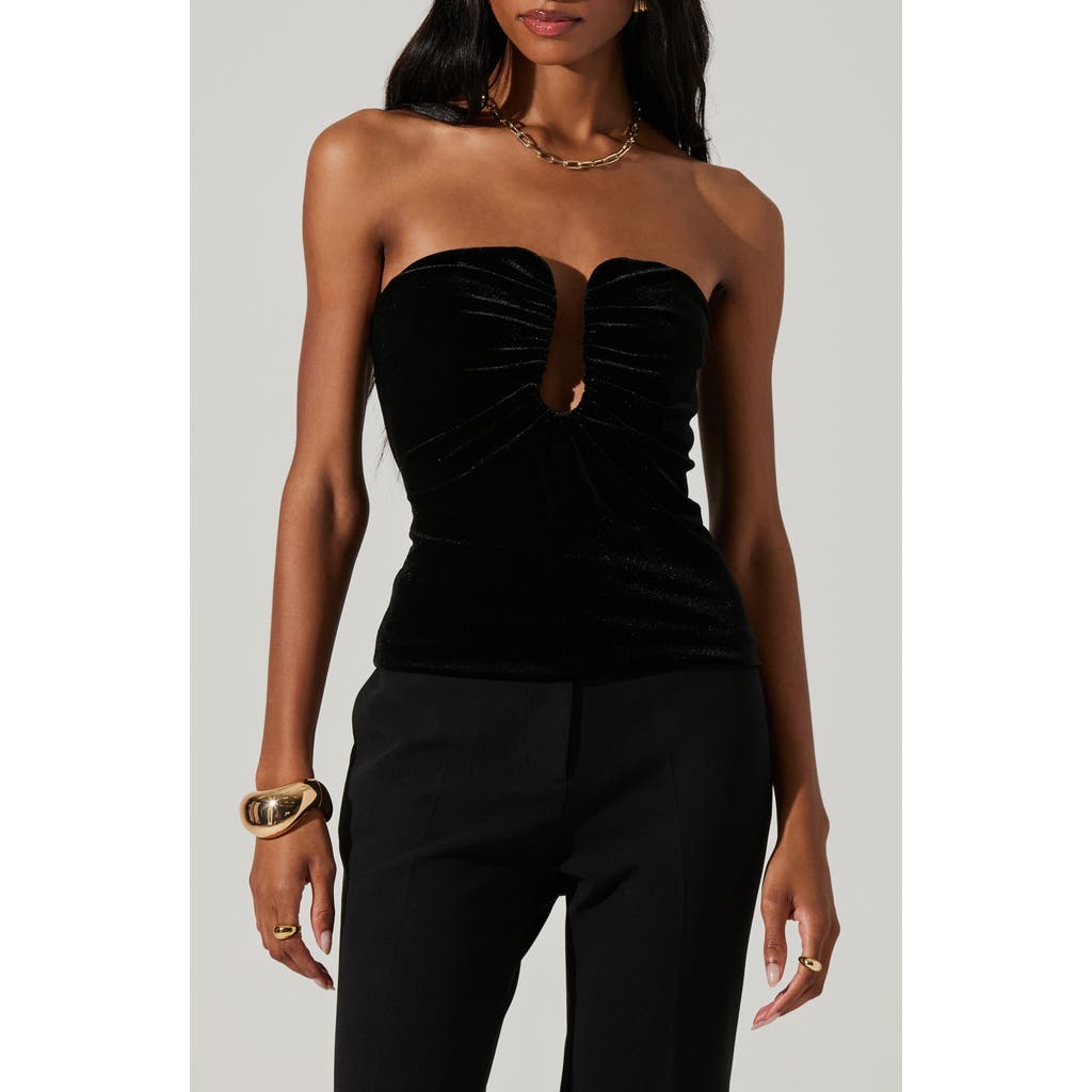 Astr The Label Arista Strapless Velvet Top In Black