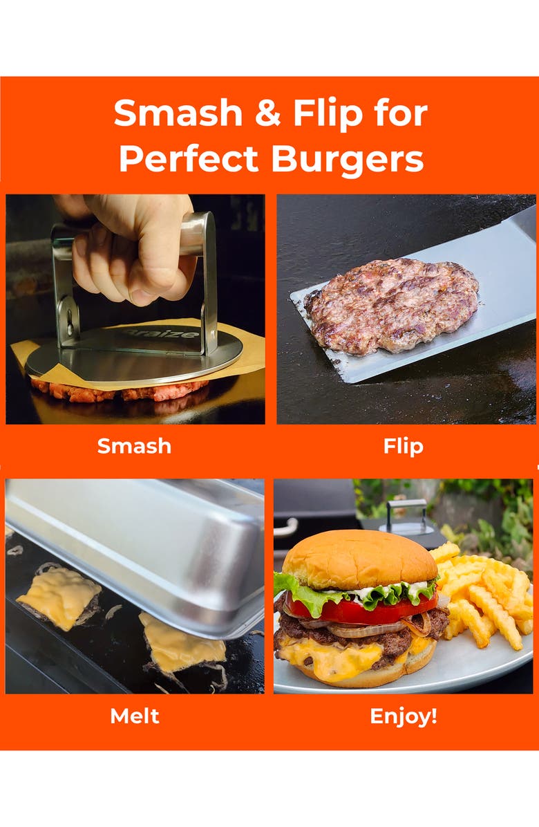 Braize Smash Burger Press Kit, Alternate, color, Stainless Steel