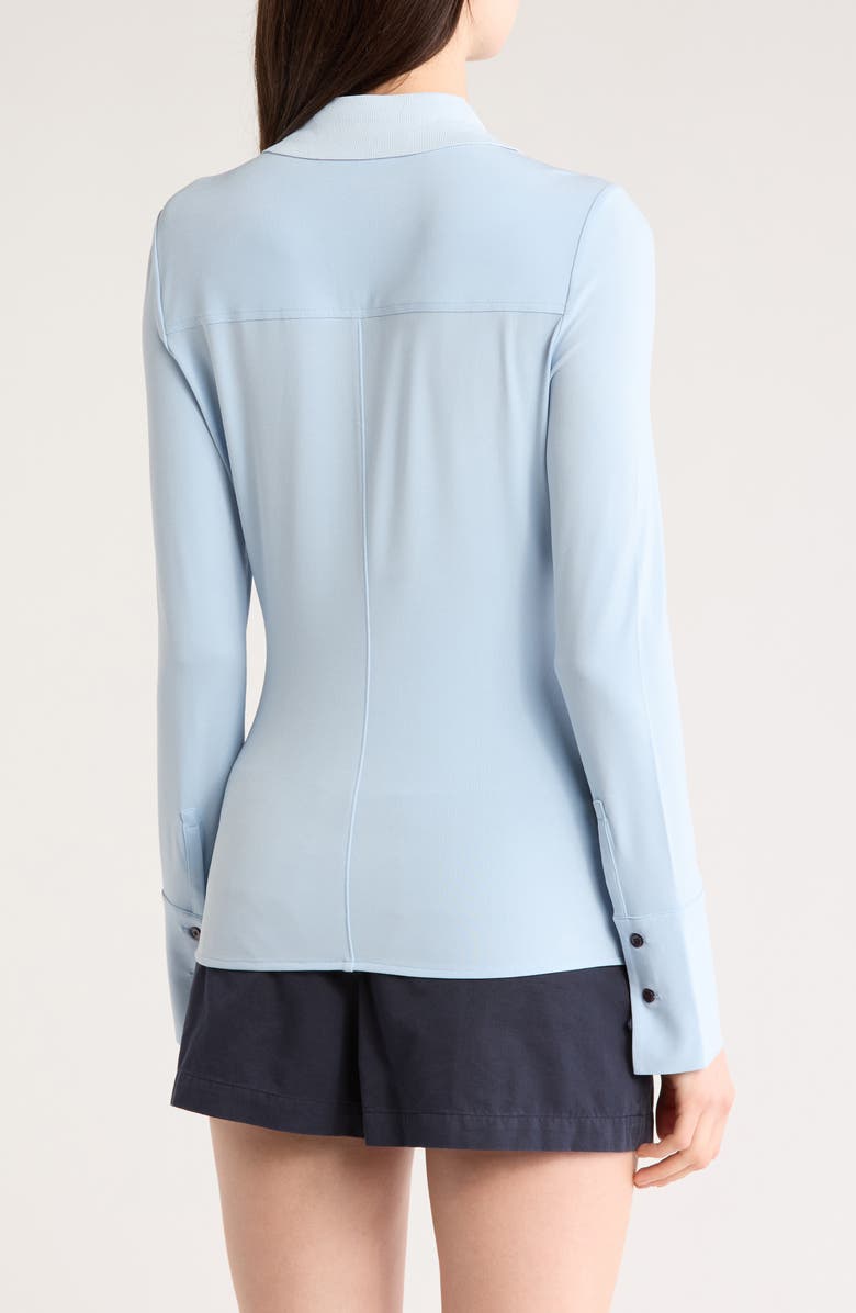Derek Lam 10 Crosby Ulla Long Sleeve Knit Button-Up Shirt, Alternate, color, Ciel