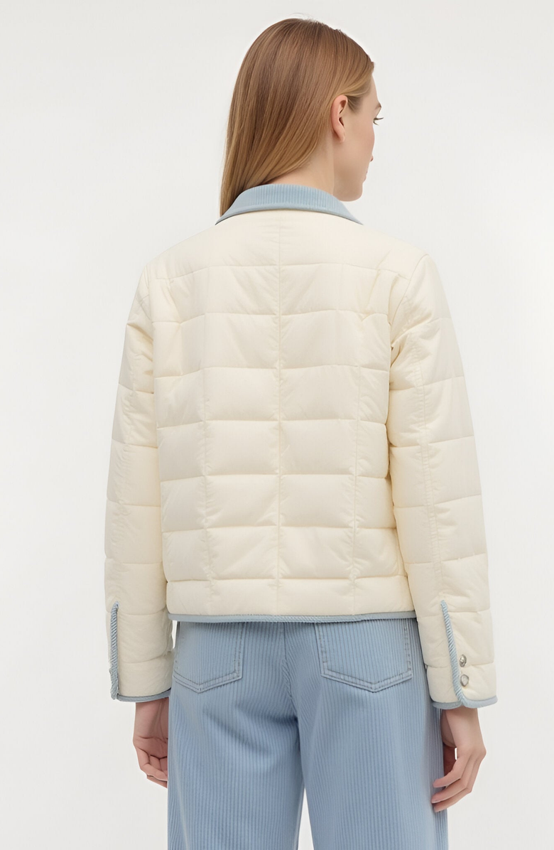 Modenaire Quilted Button Front Jacket with Contrast Trim and Patch Pockets, Alternate, color, 