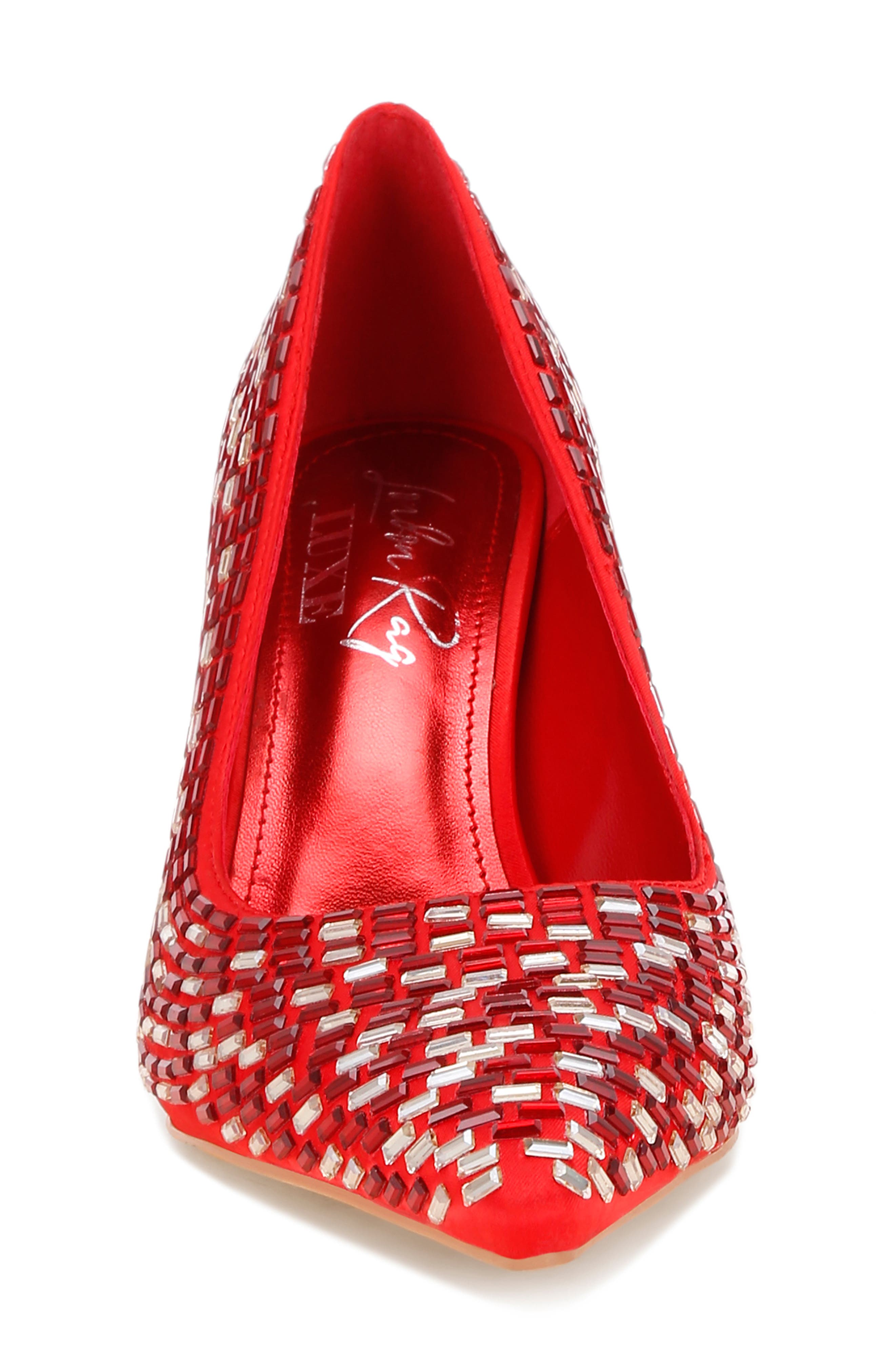 Elodie Mirrored Jewel Pump, Alternate, color, RED