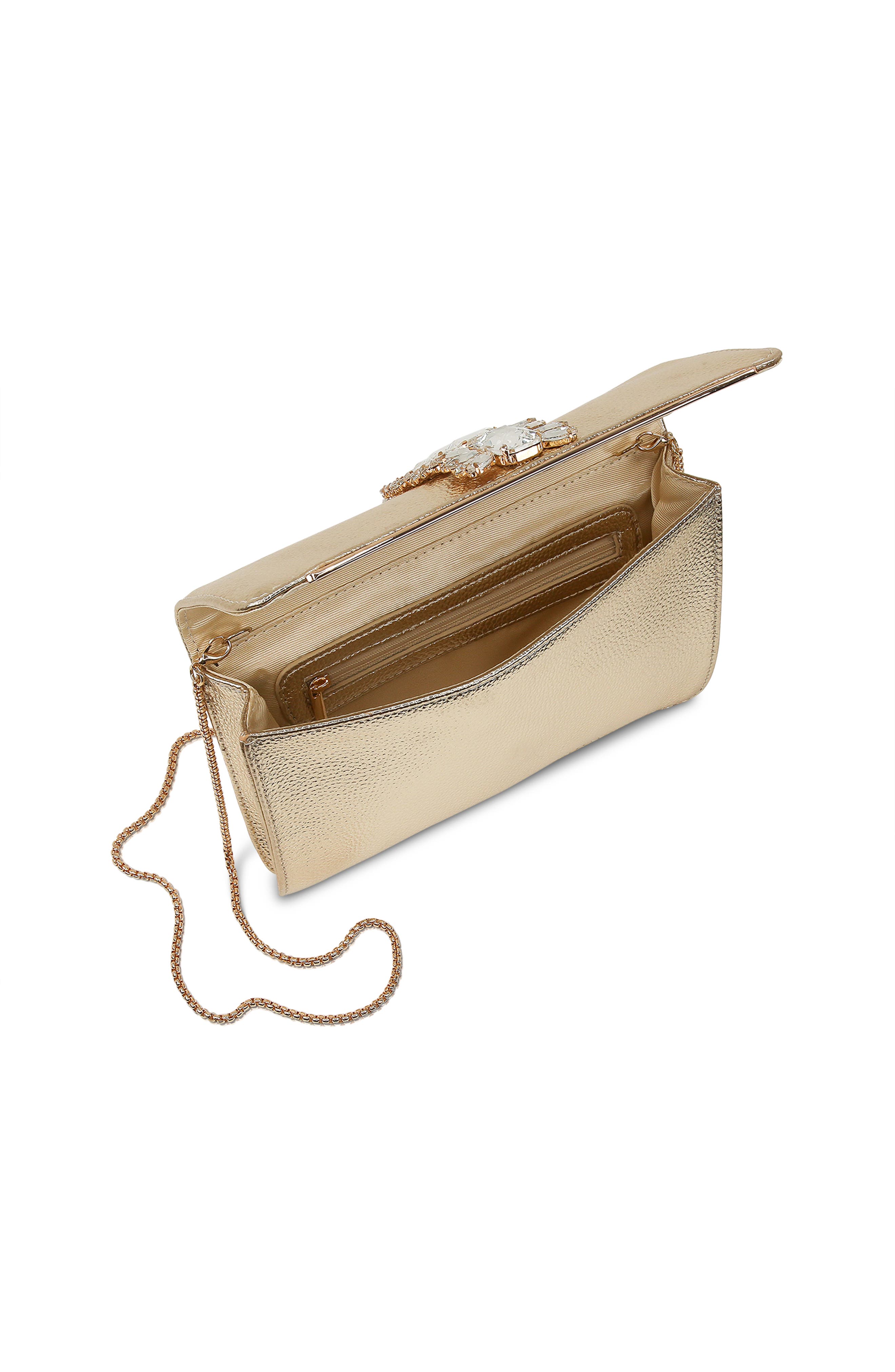 Jewel Badgley Mischka Lux Faux Leather Envelope Clutch, Alternate, color, 