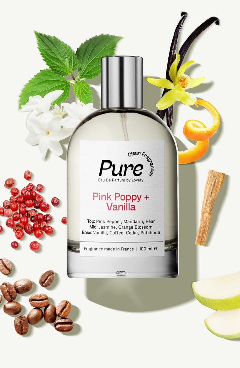 Lovery Pure Pink Poppy and Vanilla Eau de Parfum Spray, Made in France, 3.4 oz, Alternate, color, Silver, White, Cream, Black