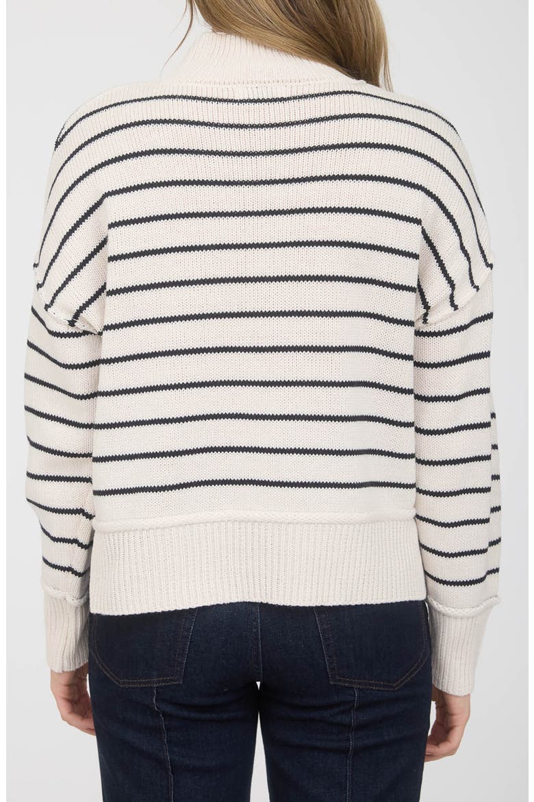Stripe Mock Neck Sweater, Alternate, color, CREAM