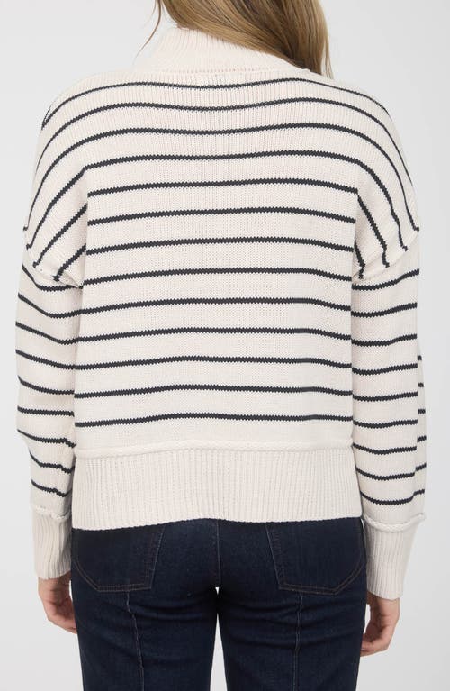 Blu Pepper Stripe Mock Neck Sweater In White