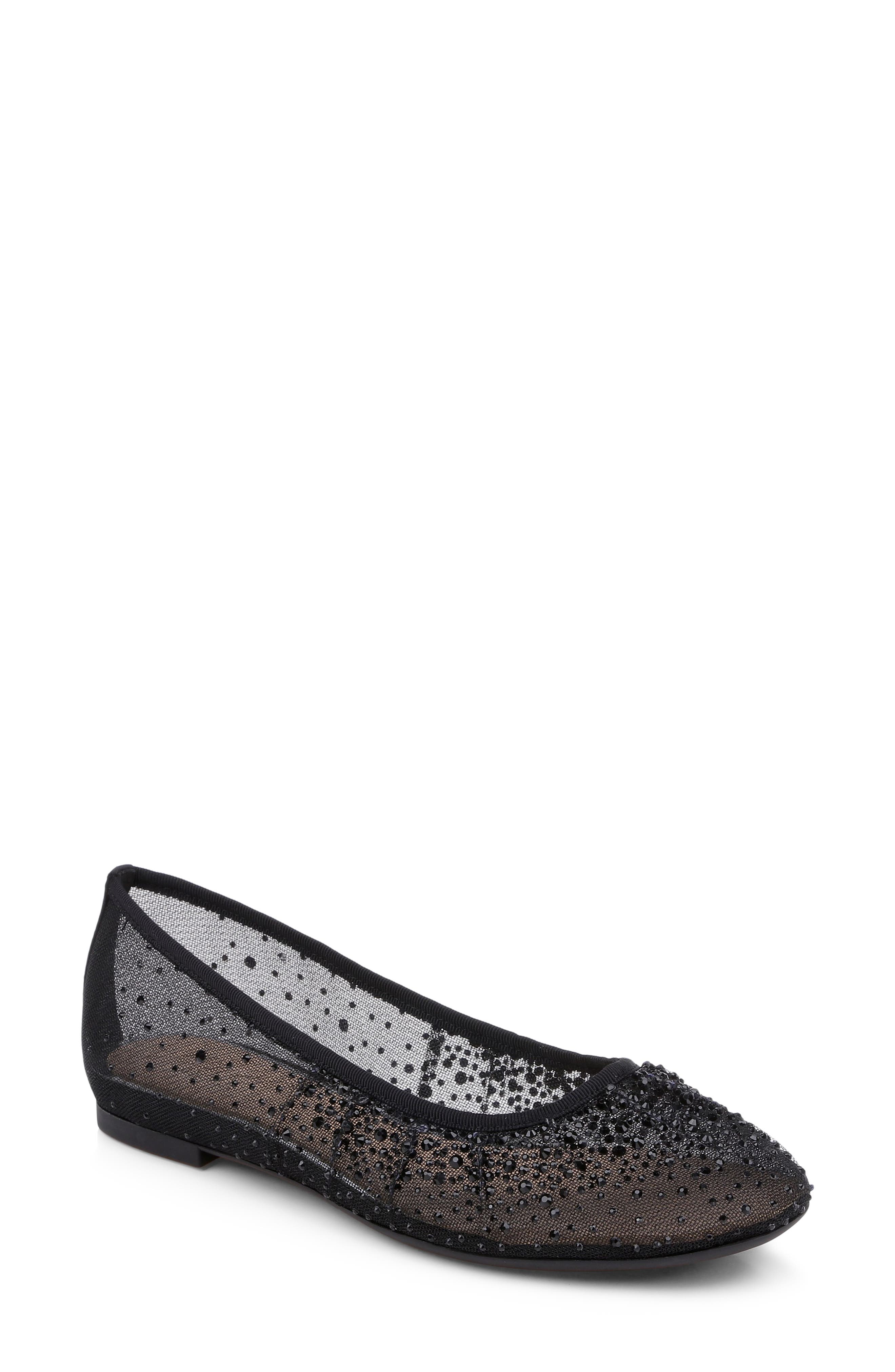 Jewel Badgley Mischka Nuala Embellished Flat, Main, color, Black