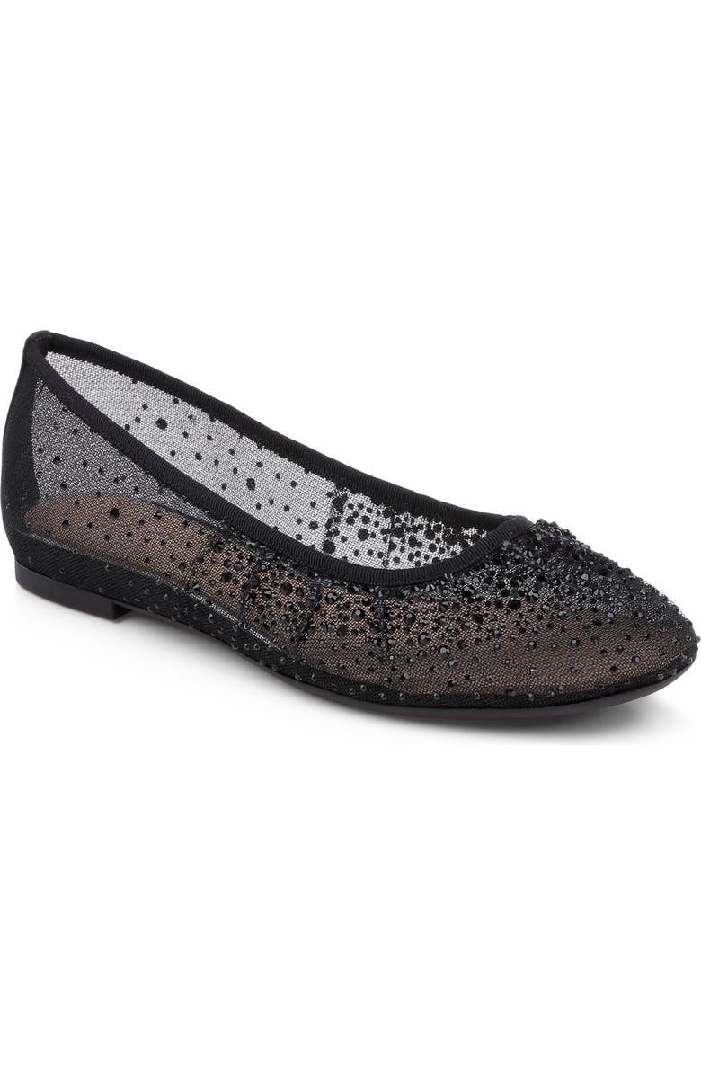 Jewel Badgley Mischka Nuala Embellished Flat, Main, color, Black