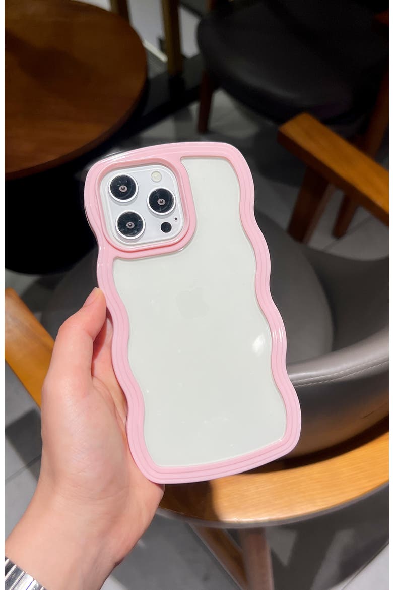 Pink Wavy Bumper iPhone 14 Pro Case, Alternate, color, BABY PINK