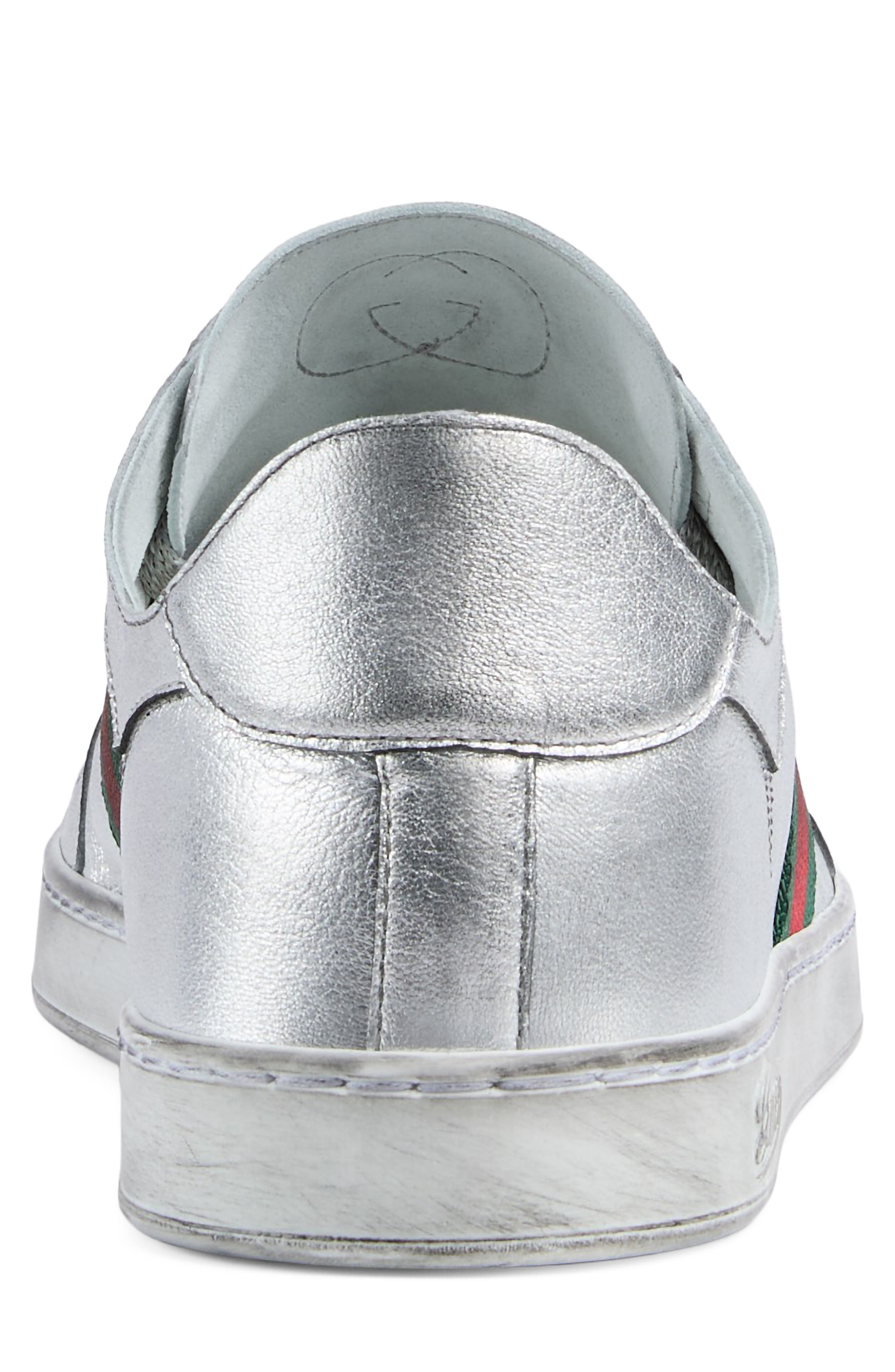 Gucci Coda Metallic Low Top Sneaker, Alternate, color, Silver Metallic