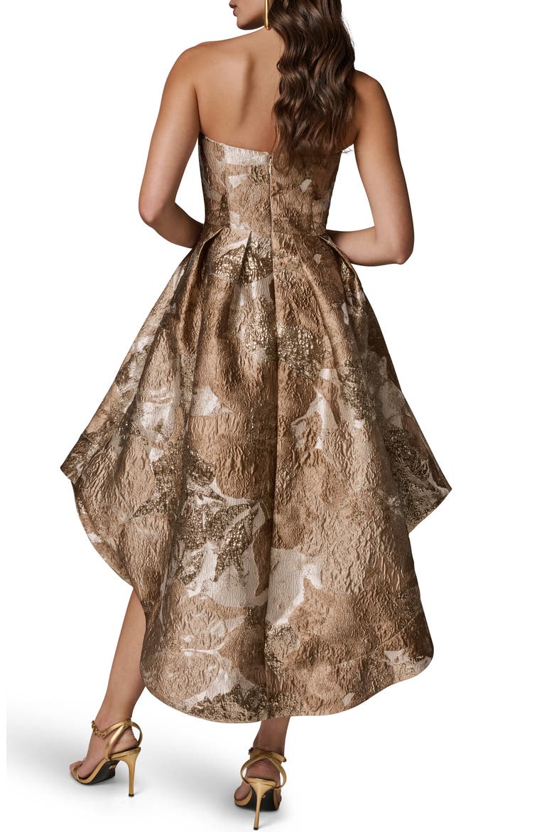 Metallic Jacquard Strapless Gown, Alternate, color, UMBRIA MULTI