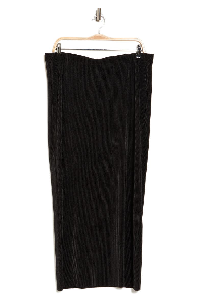 Plissé Midi Skirt, Alternate, color, BLACK