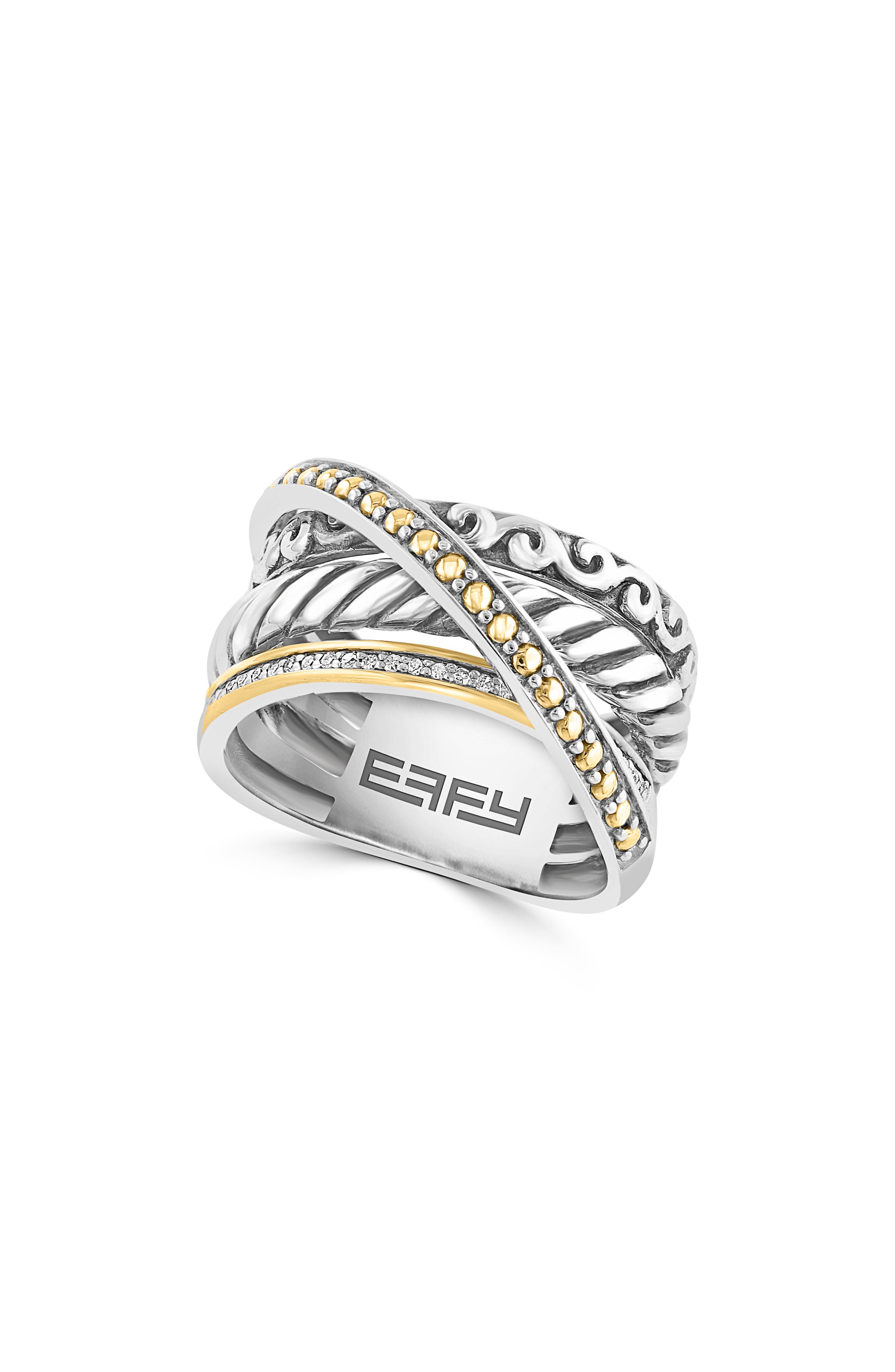 EFFY Sterling Silver & 18K Gold Crisscross Ring