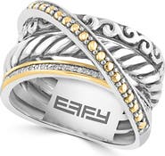 EFFY Sterling Silver & 18K Gold Crisscross Ring